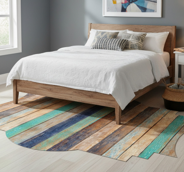 Bedroom vinyl rug in brown wood planks pattern - TenStickers