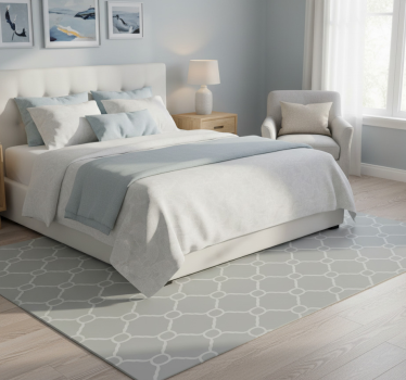 Bedroom vinyl rug in gray geometric hamptons pattern - TenStickers