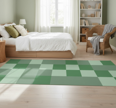 Bedroom vinyl rug in green tile tones - TenStickers