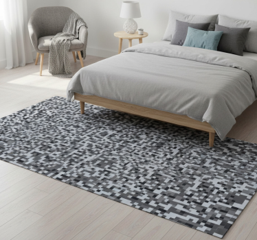 Bedroom vinyl rug in grey shaded squares - TenStickers