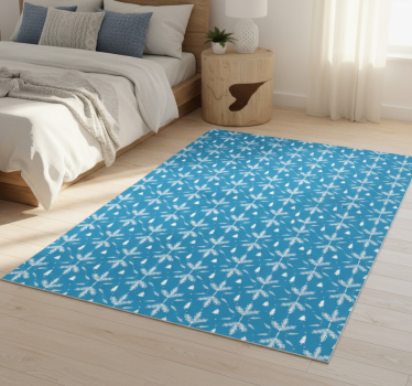Bedroom vinyl rug in nordic folk blue - TenStickers