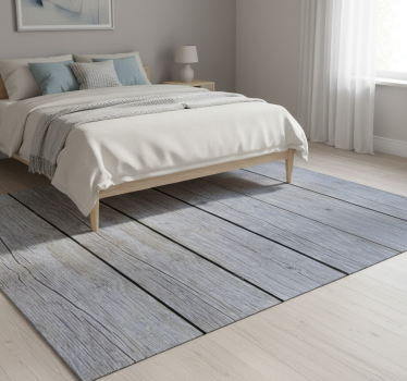Bedroom vinyl rug in nordic gray raw wood style - TenStickers