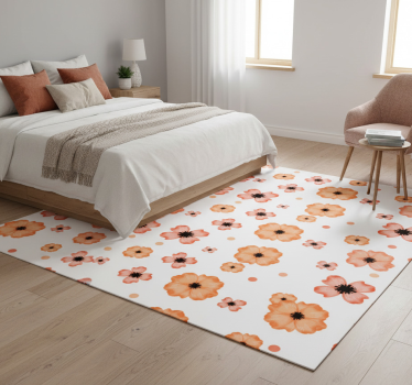 Bedroom vinyl rug in orange and pink watercolor pattern - TenStickers