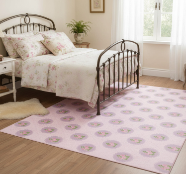 Bedroom vinyl rug in shabby chic pink squares - TenStickers