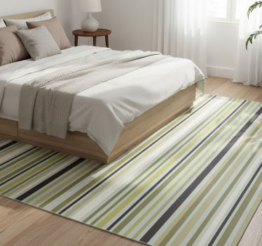 Bedroom vinyl rug in shades of green lines pattern - TenStickers