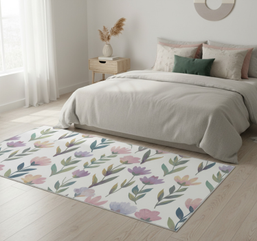 Bedroom vinyl rug nordic style floral wall sticker - TenStickers