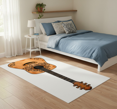 Bedroom vinyl rug orange guitar design - TenStickers