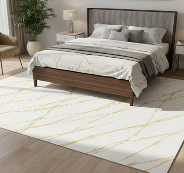 Bedroom vinyl rug white stone with gold veins - TenStickers
