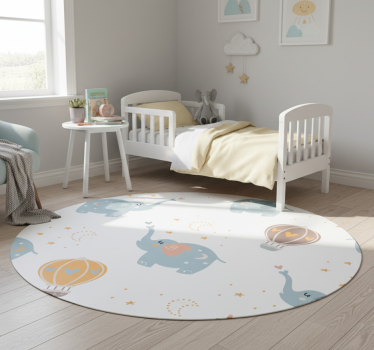 Bedroom vinyl rug with adorable elephants for kids - TenStickers