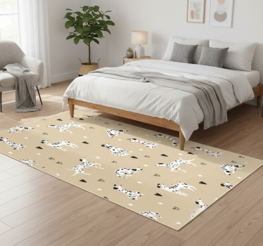 Bedroom vinyl rug with beige dog drawings - TenStickers