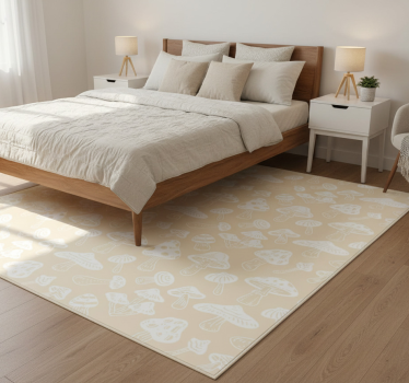 Bedroom vinyl rug with beige mushroom designs - TenStickers