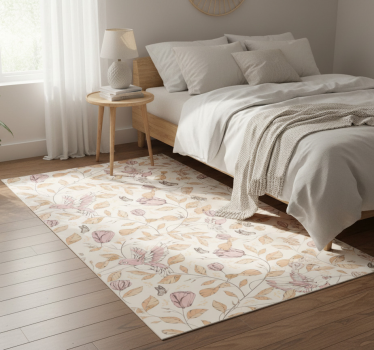 Bedroom vinyl rug with beige tulip pattern - TenStickers
