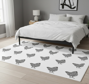 Bedroom vinyl rug with black hen design - TenStickers