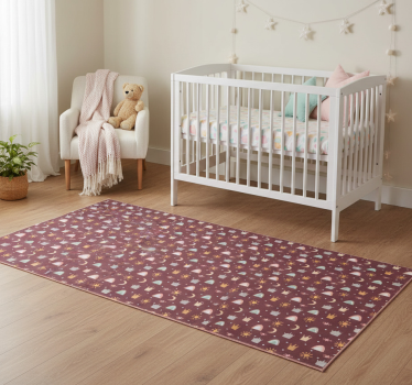 Bedroom vinyl rug with crown, star, and rainbow pattern - TenStickers