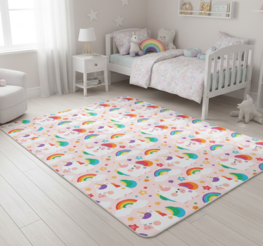 Bedroom vinyl rug with hand drawn colorful horses - TenStickers