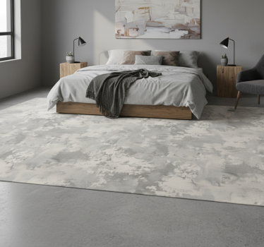 Bedroom vinyl rug with industrial concrete look - TenStickers