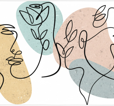 Bedroom vinyl rug with line art women's faces - TenStickers