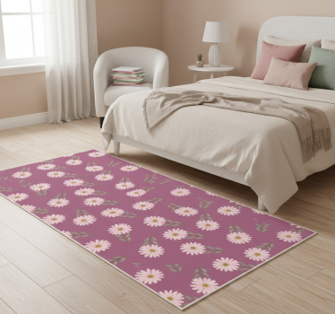 Bedroom vinyl rug with little pink daisy pattern - TenStickers