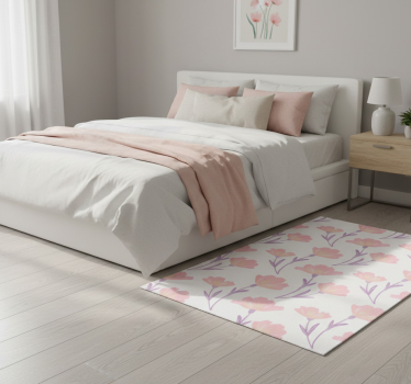 Bedroom vinyl rug with minimalist watercolor wildflowers - TenStickers