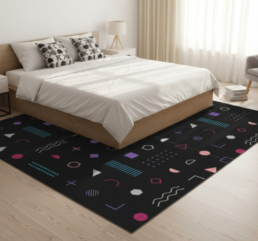 Bedroom vinyl rug with multicoloured retro shapes - TenStickers