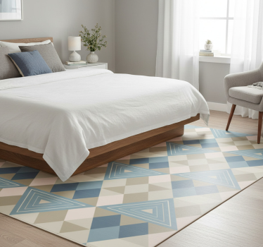 Bedroom vinyl rug with nordic geometric blue pattern - TenStickers