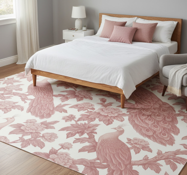 Bedroom vinyl rug with pink peacock pattern - TenStickers
