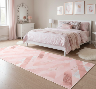 Bedroom vinyl rug with playful pink geometric design - TenStickers
