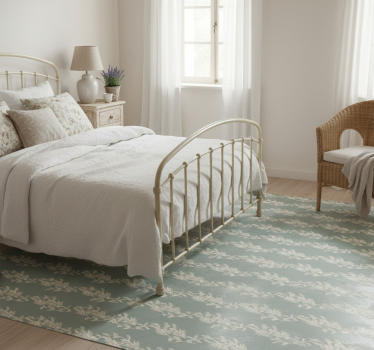 Bedroom vinyl rug with provençal small leaves design - TenStickers