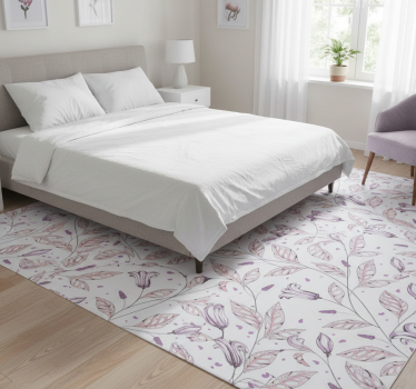 Bedroom vinyl rug with purple elegant tulips pattern - TenStickers