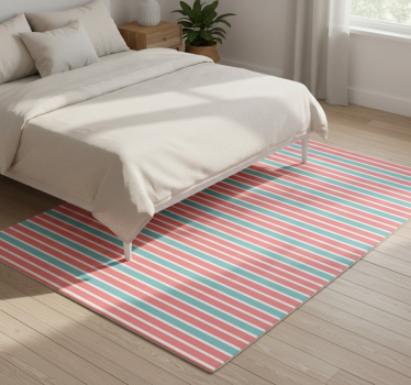 Bedroom vinyl rug with retro blue and pink stripes - TenStickers