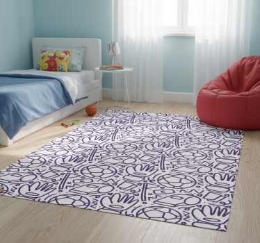 Bedroom vinyl rug with sports doodle design - TenStickers