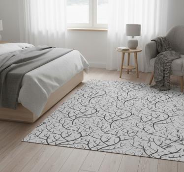 Bedroom vinyl rug with thin gray branches and birds - TenStickers