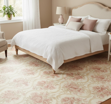 Bedroom vinyl rug with vintage light washed flowers - TenStickers
