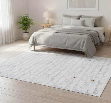 Bedroom vinyl rug with white brick worn paint pattern - TenStickers