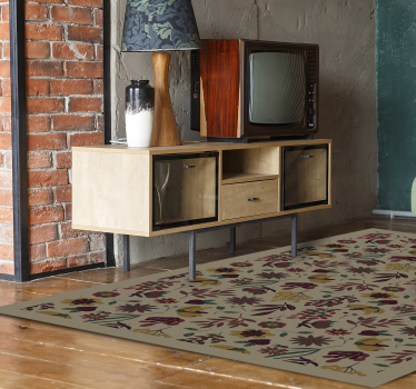 Beige floral flower rug - TenStickers