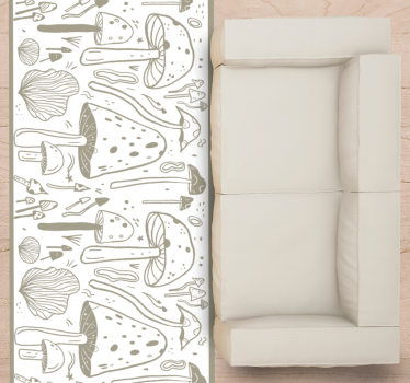 Beige mushrooms pattern flower rug - TenStickers