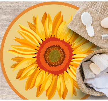 Big orange sunflower flower rug - TenStickers