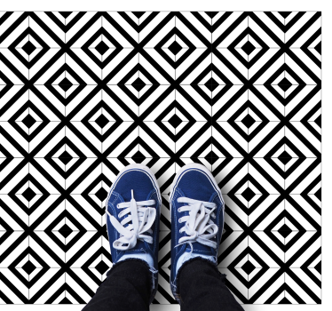 Black and white diagonal lines tile mat - TenStickers