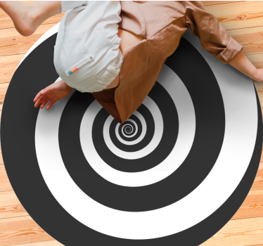 Black and white hypnotical retro spiral teenage rugs for bedrooms - TenStickers