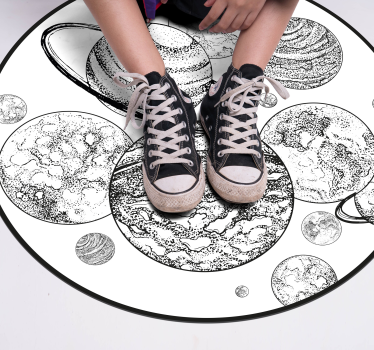 Black and White Solar System vinyl rugs - TenStickers