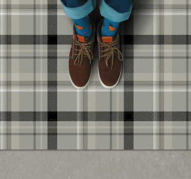 Black and White Tartan tile vinyl mat - TenStickers