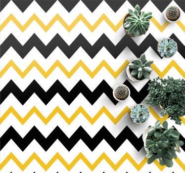 Black and yellow zig zag lines square rug - TenStickers