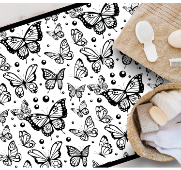 Black Butterfly Pattern flower vinyl rug - TenStickers
