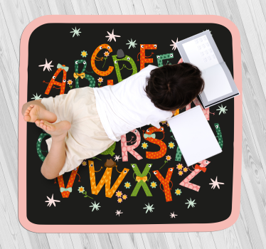 Black Starry alphabet rug - TenStickers