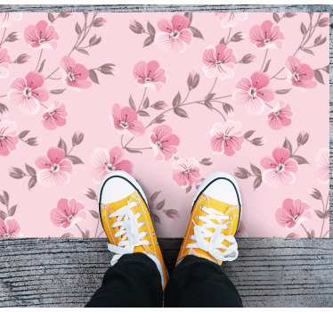 Blooming pink pattern flower rug - TenStickers
