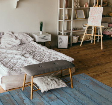 Blue and gray wooden boards wood effect vinyl flooring - TenStickers