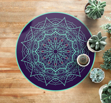 Blue and purple floral mandala mat - TenStickers