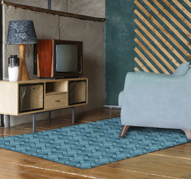 Blue cube geometric vinyl carpet - TenStickers