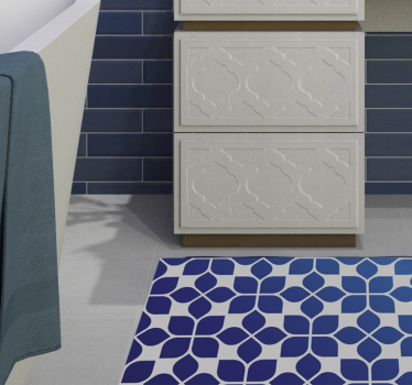 blue flowers mosaic vinyl carpet - TenStickers