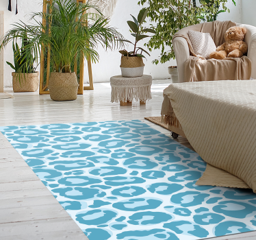 Blue leopard print animal print carpet - TenStickers